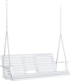 Outsunny Függő Pad Kerti Hinta Pad 2-3 Főnek Összecsukható Kávézó Asztallal Fenyőfából Készített Kényelmes 150 x 75 x 53 cm Fehér | Aosom
