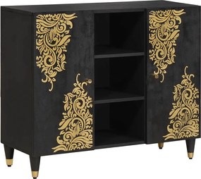 vidaXL Széf polcokkal tárolóval Fekete 90 x 33 x 75 cm Tömör Mangófát