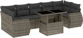 vidaXL 8 részes szürke polyrattan kerti ülőgarnitúra párnákkal