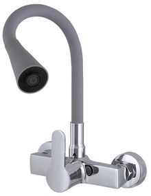 Gamma Flex 3000, falra szerelhető mosogató csaptelep rugalmas karral, szürke-króm, GMA-BFXS-3000G