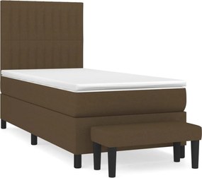 vidaXL sötétbarna szövet rugós ágy matraccal 100 x 200 cm