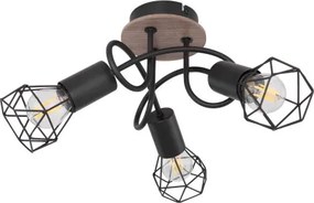 Globo 54802S-3DH Spotlámpa fekete fém, barna fa betéttel. Ø:380, H:210, fényforrás nélkül 3xE14 40W 230V