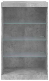 betonszürke tálalószekrény LED-világítással 60,5 x 37 x 100 cm