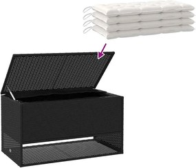 Fekete Polyrattan Kültéri Párna Doboz 100X55X55,5 Cm