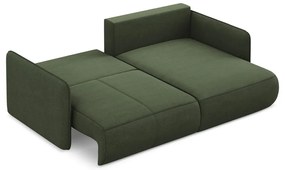 Zöld kinyitható-tárolóhelyes sarokkanapé (jobb oldali) Nanea – Makamii