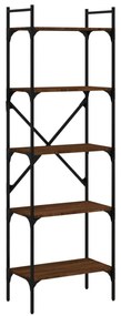5 szintes barna tölgyszínű fa könyvespolc 56 x 31,5 x 174 cm