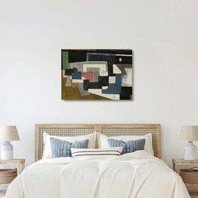 Kép - absztrakció, kubizmus (üvegen) (70x50 cm)