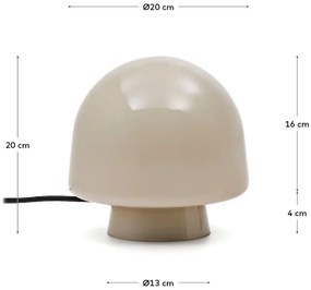 Szürkésbézs asztali lámpa üveg búrával (magasság 20 cm) Reig – Kave Home