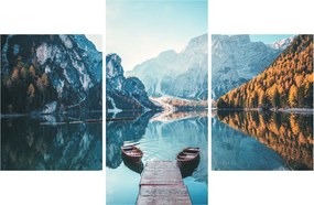 Kép - Csónakok a Braies-tónál (90x60 cm)
