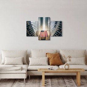Építkezés az USA zászlóval képe (90x60 cm)