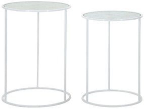 fém és üveg kisasztal készlet – 2 db love szíves – Fehér