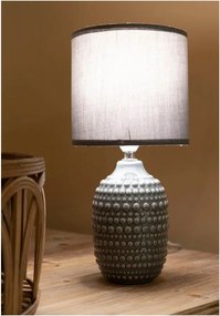 Szürke kerámia asztali lámpa textil búrával (magasság 30,5 cm) Points – Mauro Ferretti