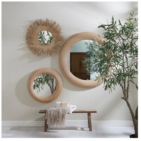 Fali tükör rattan kerettel ø 109,5 cm Piedre – Light &amp; Living