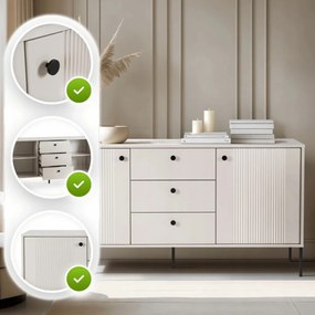 Kétajtós komód fiókokkal 154 cm kasmír színben bordázott fronttal – SOFT