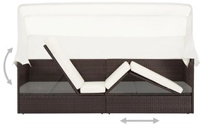 Barna polyrattan kerti kanapé napellenzővel