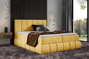VENY divatos kárpitozott ágy 180x200 - sárga + INGYENES topper