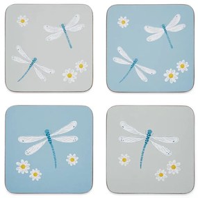 Világoskék-világosszürke parafa poháralátét szett 4 db-os English Meadow – Cooksmart ®