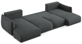 Sötétszürke zsenília kinyitható sarokkanapé (U alakú) Leila – Makamii