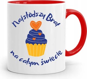 Piros Bögre Ajándék Testvérnek Legédesebb Testvér nyomott mintával