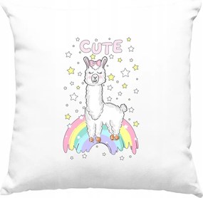 Alpaka Láma párna Kedves szivárvány 1 fehér