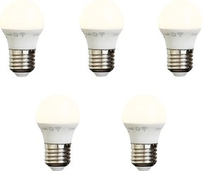 5 darabos intelligens E27 dimmelhető LED izzókészlet P45 Opál 4,9W 470 lm 2200-4000K