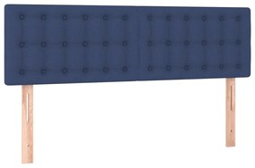 kék szövet rugós és LED-es ágy matraccal 140x190 cm