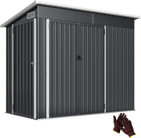 Outsunny fém kerti tároló, kb. 2,68 m² – zárható, 3 ajtós, szellőzött, egyoldali lejtésű tető (234 × 132 × 185 cm) | Aosom