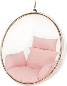 Függő fotel, átlátszó/arany/rózsaszín, BUBBLE NEW TYP 1