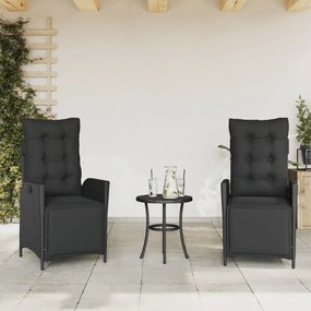 vidaXL 2 db fekete polyrattan dönthető kerti szék lábtartóval