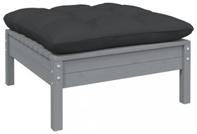 5 részes fenyőfa kerti ülőgarnitúra antracitszürke párnákkal