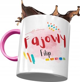 Rózsaszín bögre Fülöp Kollégának Ajándék Nyomtatott Fotóval