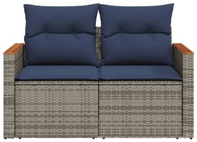 kétszemélyes szürke polyrattan kerti kanapé párnákkal