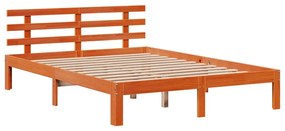 barna tömör fenyőfa könyvespolcos ágy matrac nélkül 140 x 200cm