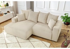 Krémszínű bársony sarokkanapé Enjoy – Bobochic Paris