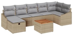 vidaXL Kerti Kanapé Szett párnával tárolóval 8 pcs Bézs Poli rattan