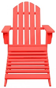 piros tömör fenyőfa kerti Adirondack szék zsámollyal