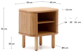 Natúr színű éjjeliszekrény kőrisfa dekorral Mailen – Kave Home