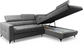 Nardo L sarokkanapé ágyfunkcióval jobb oldali - szürke plüss Pretty 17