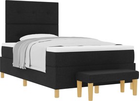 vidaXL Boxrugós ágy matracmal fejtámlával Fekete 120 x 190 cm szövet