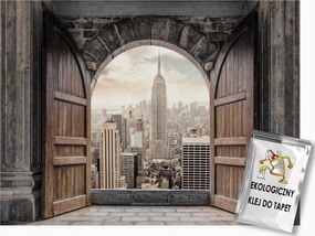 Fotótapéta Flizelina Ajtó Kilátás New York Város Manhattan 3D 200x140 ragasztó
