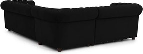 Fekete bársony kinyitható sarokkanapé (bal oldali-L alakú) York Blik – Ropez