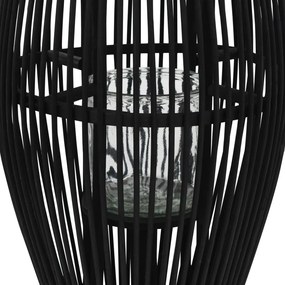 fekete bambusz függő gyertyatartó lámpás, 60 cm
