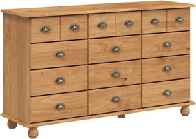vidaXL Fiókos Szekrény ASKIM Barna 79 x 40 x 133,5 cm Tömör fenyőfa