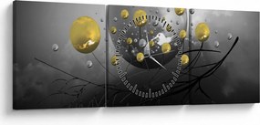 Arany absztrakt gömbök képe (órával) (90x30 cm)