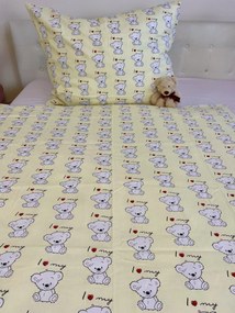 Gyermek pamut lepedők Bear love TiaHome - 1x Párna 90x70cm, 1x Paplan 140x200cm