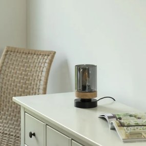 JUST LIGHT. 11310-18 - Asztali lámpa PASQUAL 1xE27/40W/230V fekete/gumifa