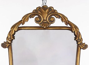 Lekerekített keskeny fali tükör alul felül díszesen megmunkált óarany dekorációval 115x35,5x2,5cm