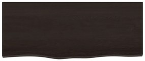 sötétbarna kezelt tömör tölgyfa fali polc 100x40x2 cm