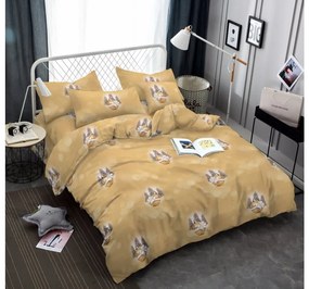 FÁK ÉS DÍSZEK sárga  mikroszálas ágynemű + SOFT fehér mikroplüss lepedő 90x200 cm