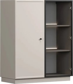 Lorini vitrines szekrény 100 cm kétajtós talapzaton - kasmír / fekete fogantyú